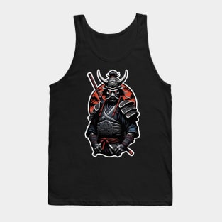 Ancient Japanese Warrior with Katana Sword in Vintage Armor Tank Top